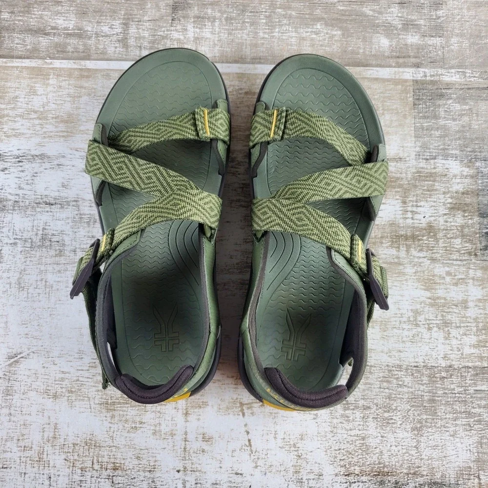 Kuru Current Men Hiking Sandal Sz 9 Comfort Olive Green Golden Yellow Waterproof